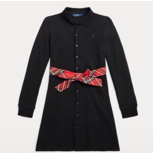 NWT Polo Ralph Lauren Belted Dress Girls Size Small 7 Black Button Plaid Kids